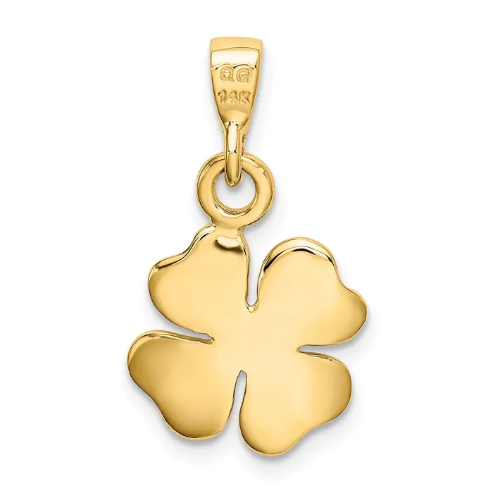 Necklaces Goldia 14k Yellow Gold Gold Polished and Textured Four Leaf Clover Pendant