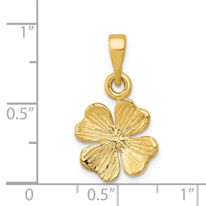 Necklaces Goldia 14k Yellow Gold Gold Polished and Textured Four Leaf Clover Pendant