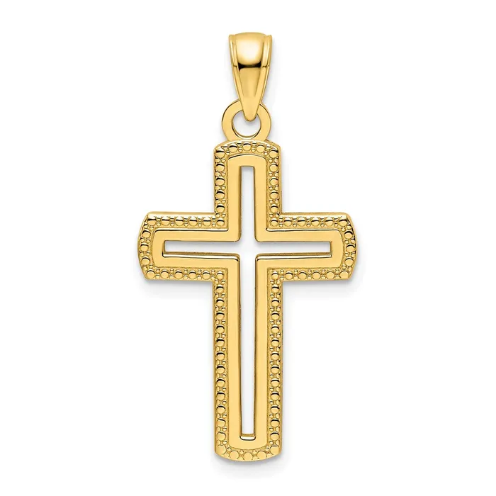 Necklaces Goldia 14k Yellow Gold Polished Beaded Cross Pendant