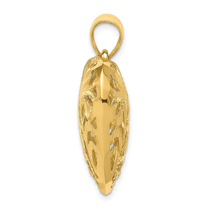 Necklaces Goldia 14k Yellow Gold Polished Diamondcut Filigree 3D Heart Pendant