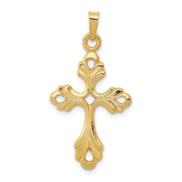 Necklaces Goldia 14k Yellow Gold Polished Fleur De Lis Cross Pendant