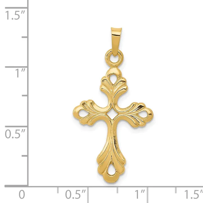 Necklaces Goldia 14k Yellow Gold Polished Fleur De Lis Cross Pendant