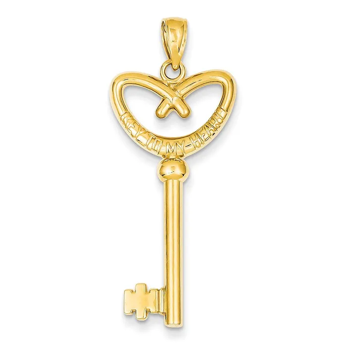 Necklaces Goldia 14k Yellow Gold Pretzel Heart Key with Key to my Heart Pendant