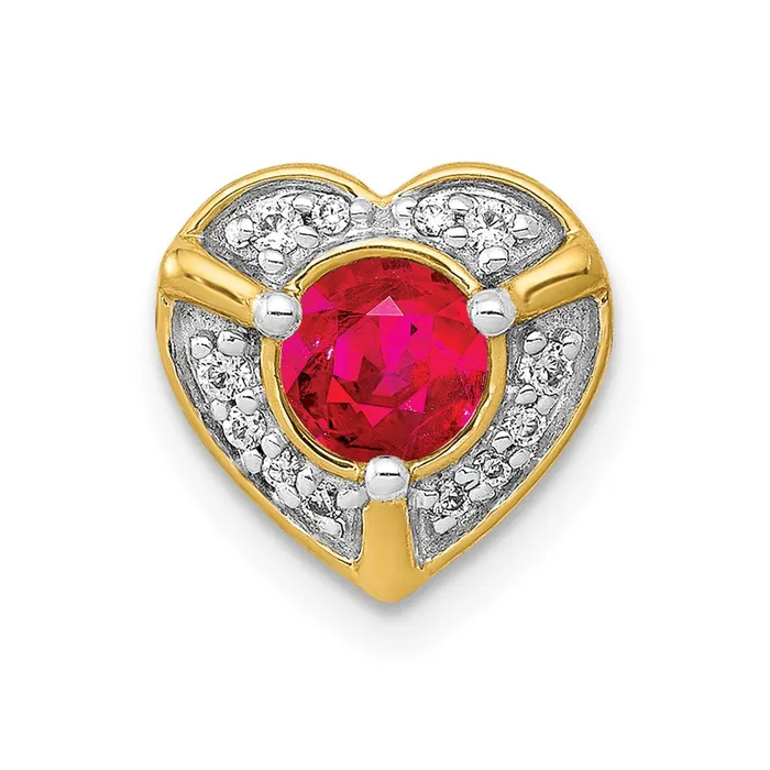 Necklaces Goldia 14K Yellow Gold Real Diamond and 33 Ruby Fancy Heart Chain Slide Necklaces Goldia 14K Yellow Gold Real Diamond and 33 Ruby Fancy Heart Chain Slide