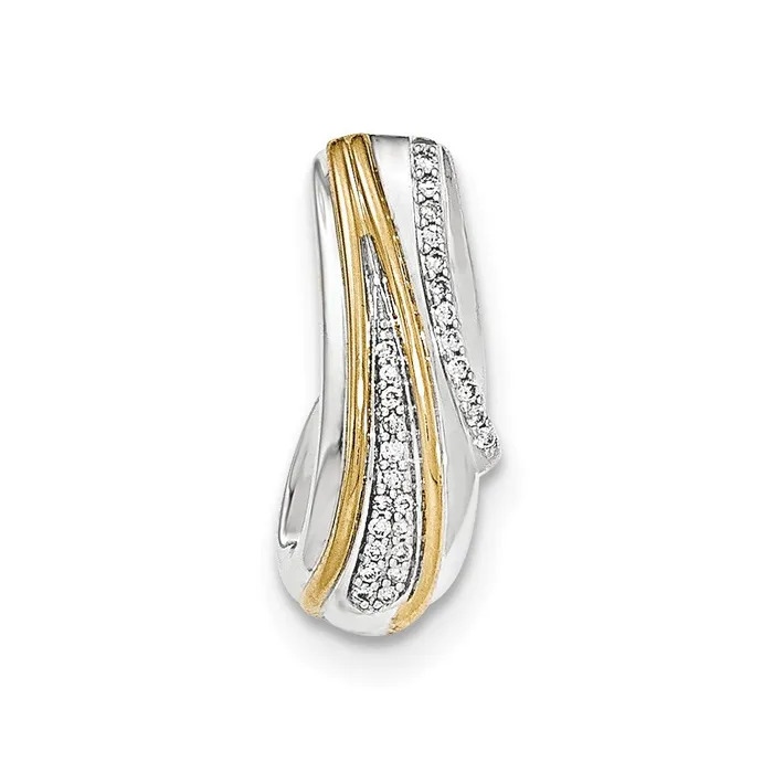 Necklaces Goldia 14K Yellow Gold Real Diamond w Rhodium Polished Chain Slide Pendant Necklaces Goldia 14K Yellow Gold Real Diamond w Rhodium Polished Chain Slide Pendant