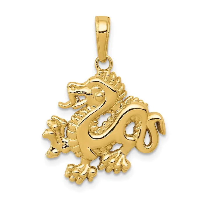 Necklaces Goldia 14k Yellow Gold Solid Polished Dragon Pendant