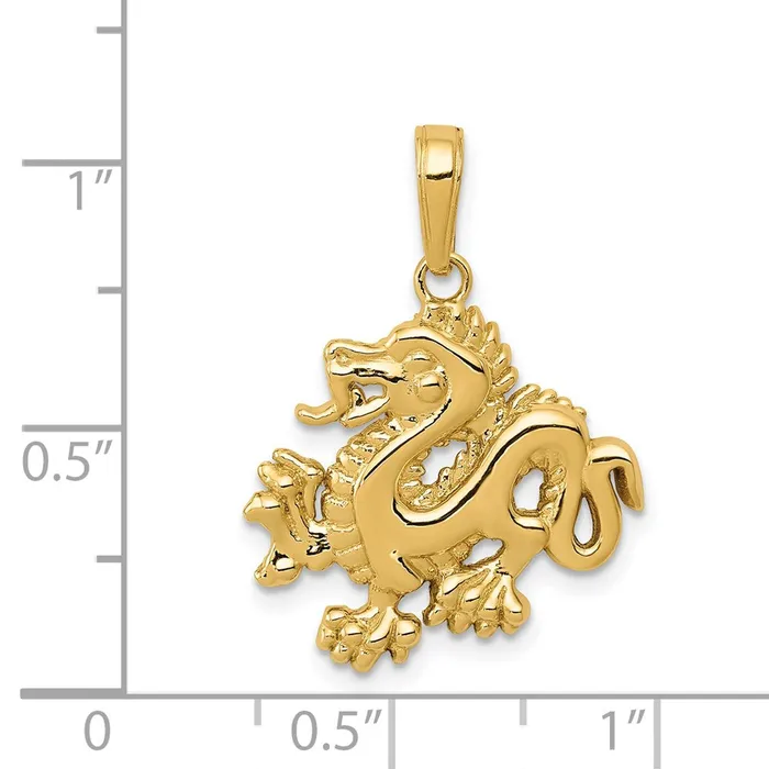 Necklaces Goldia 14k Yellow Gold Solid Polished Dragon Pendant