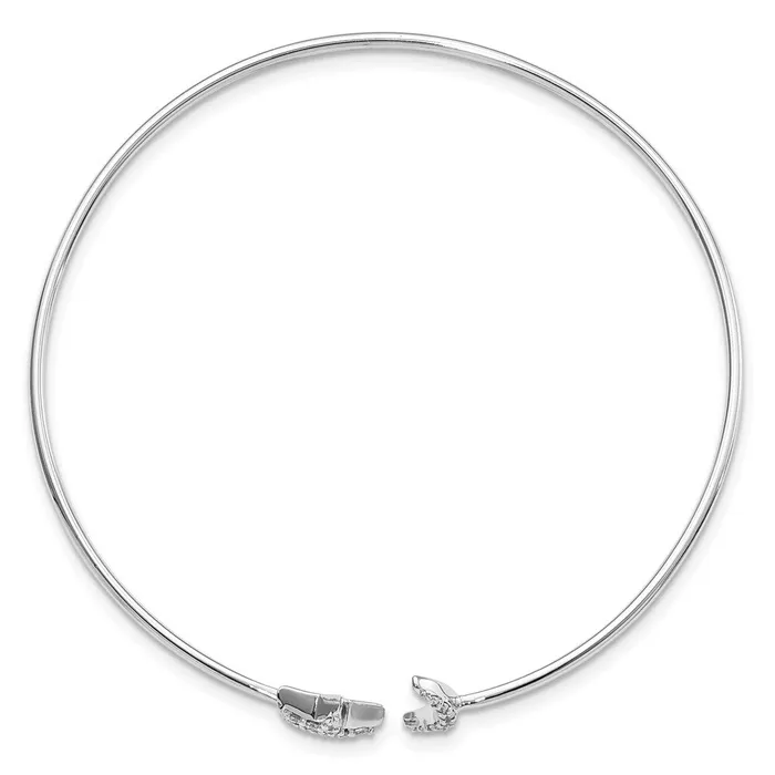 Necklaces goldiaca 14k White Gold Natural Diamond Moon and Star Flexible Cuff Bangle