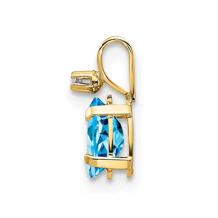 Necklaces Goldiacom 14k Diamond and Blue Topaz Birthstone Pendant