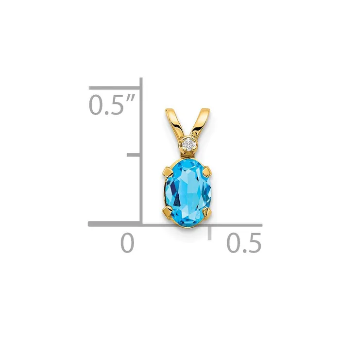 Necklaces Goldiacom 14k Diamond and Blue Topaz Birthstone Pendant