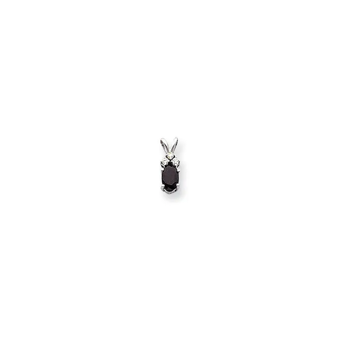 Necklaces Goldiacom 14k White Gold 6x4mm Oval Sapphire VS Diamond pendant Necklaces Goldiacom 14k White Gold 6x4mm Oval Sapphire VS Diamond pendant