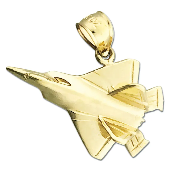 Necklaces Goldia Custom Order 14K Gold F22 Raptor Military Jet Pendant 15 inch width Bail fit 5mm chain Necklaces Goldia Custom Order 14K Gold F22 Raptor Military Jet Pendant 15 inch width Bail fit 5mm chain