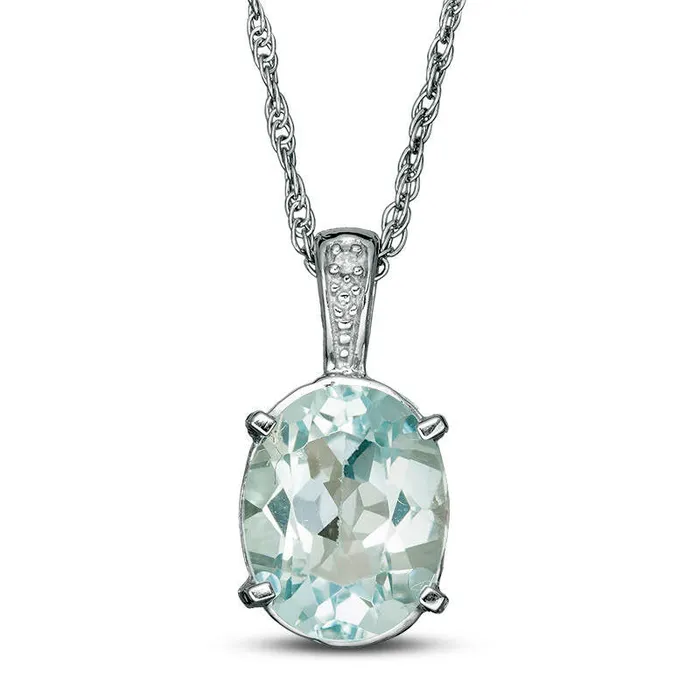 Necklaces Goldia Oval Blue Topaz and Natural Diamond Accent Bale Drop Pendant in Sterling Silver Necklaces Goldia Oval Blue Topaz and Natural Diamond Accent Bale Drop Pendant in Sterling Silver