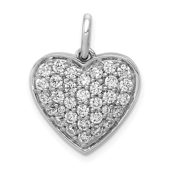 Necklaces Goldia Solid 14k White Gold 1ct Simulated CZ Heart Pendant