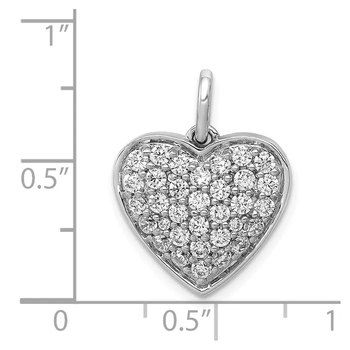 Necklaces Goldia Solid 14k White Gold 1ct Simulated CZ Heart Pendant