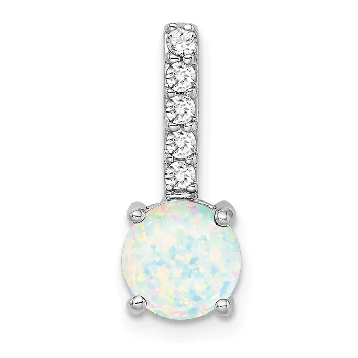 Necklaces Goldia Solid 14k White Gold Round Created Simulated Opal and CZ Pendant Necklaces Goldia Solid 14k White Gold Round Created Simulated Opal and CZ Pendant