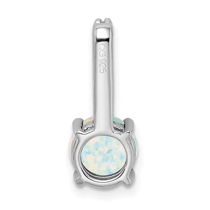 Necklaces Goldia Solid 14k White Gold Round Created Simulated Opal and CZ Pendant