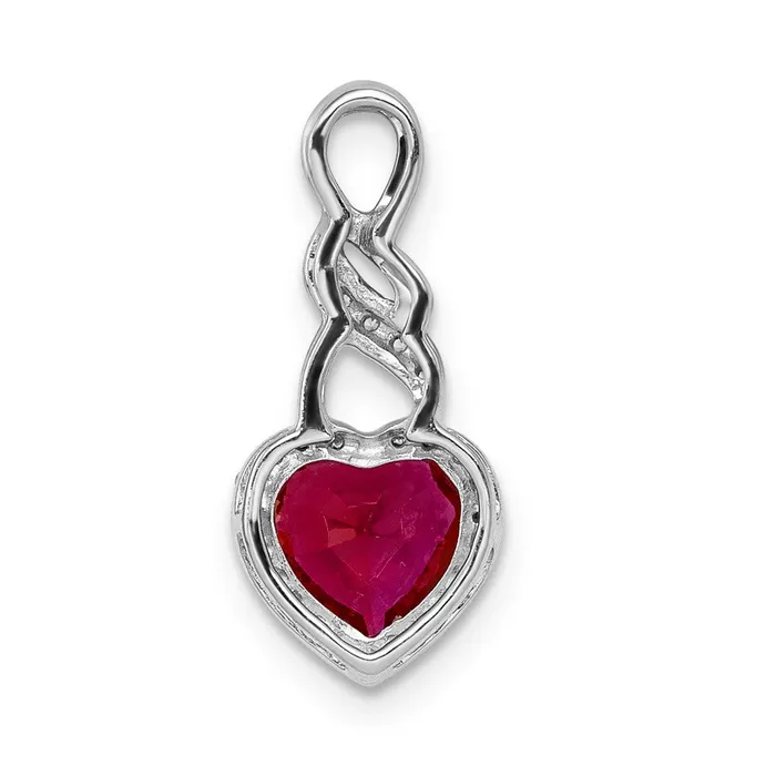 Necklaces Goldia Solid 14k White Gold Simulated CZ and 75 Ruby Heart Chain Slide