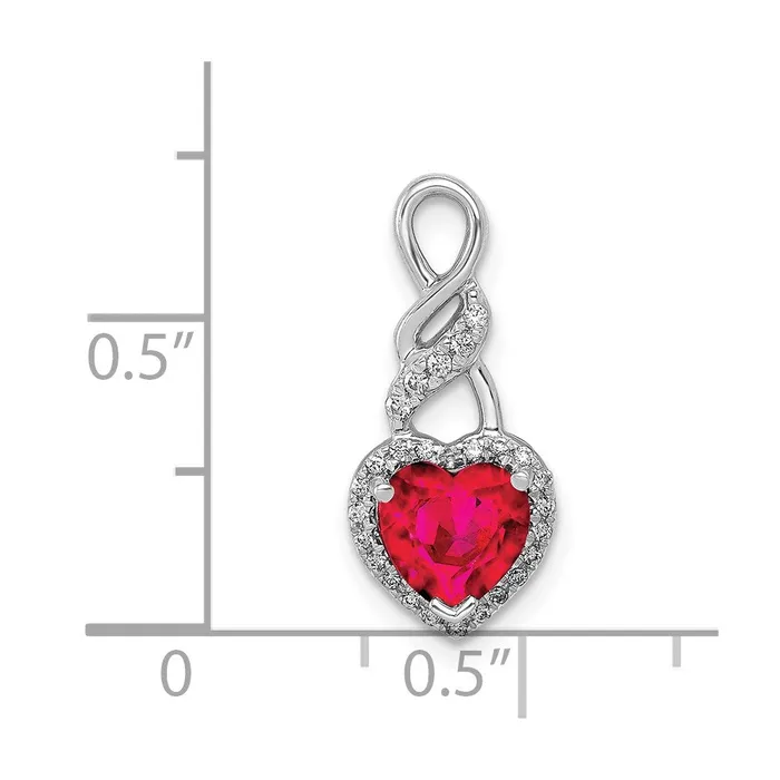 Necklaces Goldia Solid 14k White Gold Simulated CZ and 75 Ruby Heart Chain Slide
