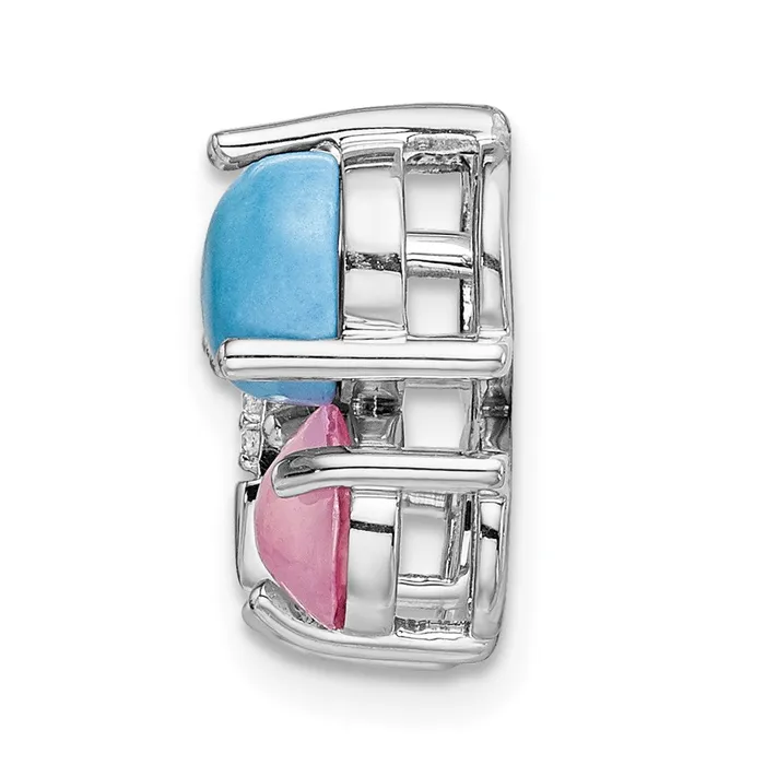 Necklaces Goldia Solid 14k White Gold Simulated CZ SimulatedCabochon Turquoise SimulatedRose Quartz Butterfly Pendant