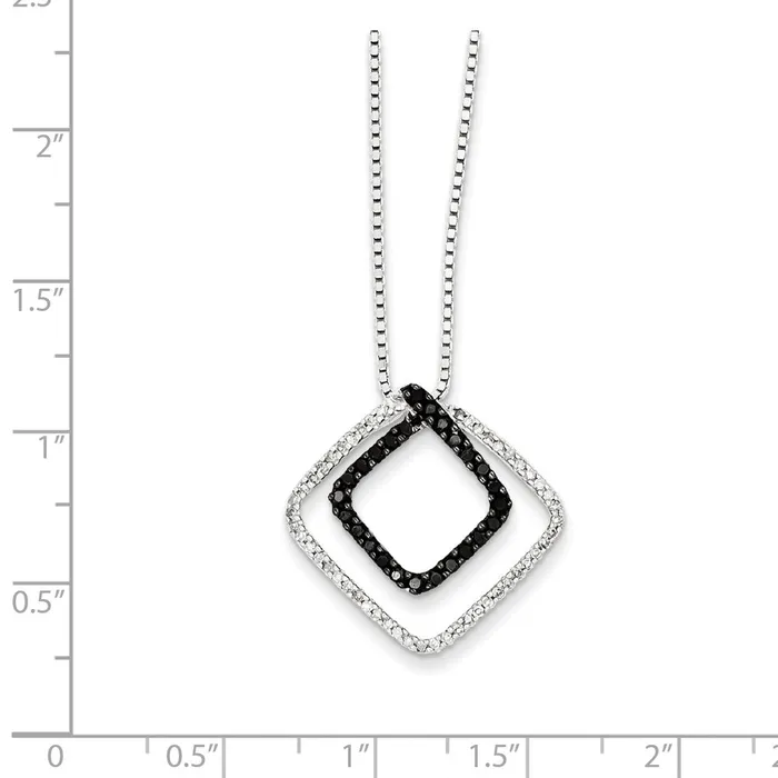 Necklaces Goldia Sterling Silver Black Diamond u0026 Diamond Shape Pendant