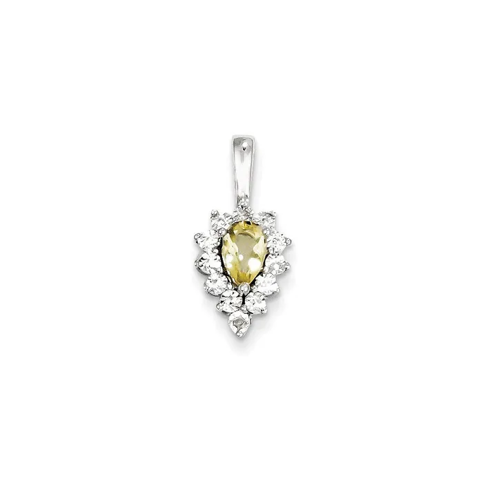 Necklaces Goldia Sterling Silver Diamond Lemon Quartz Pendant