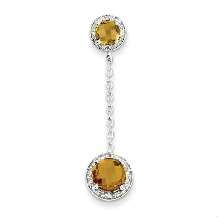 Necklaces Goldia Sterling Silver Diamond Whiskey Quartz Pendant