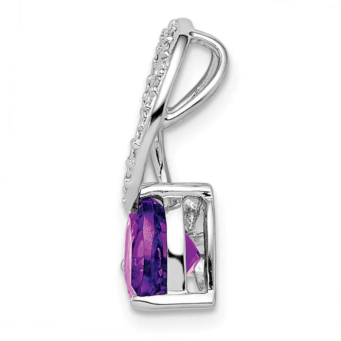Necklaces Goldia Sterling Silver Rhodium Plated Diamond and Amethyst Heart Chain Slide