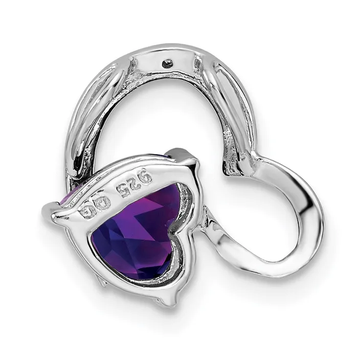 Necklaces Goldia Sterling Silver Rhodium Plated Diamond and Amethyst Heart Chain Slide
