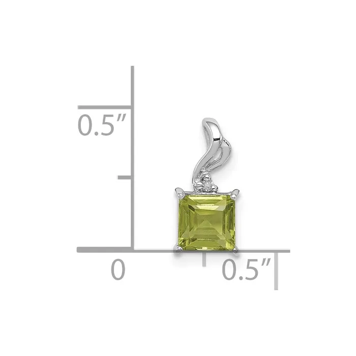 Necklaces Goldia Sterling Silver Rhodium Plated Diamond u0026 Peridot Square Pendant