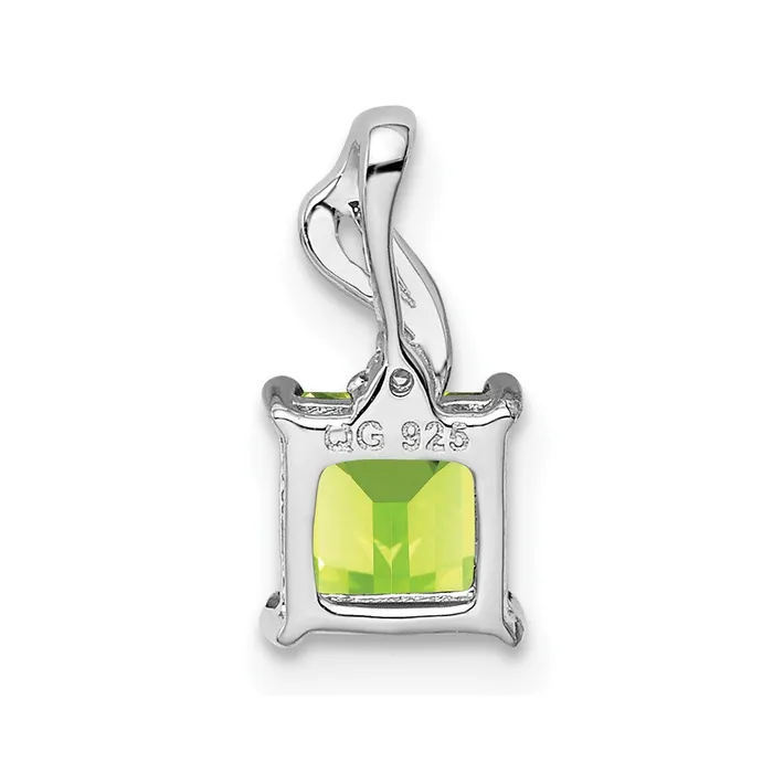 Necklaces Goldia Sterling Silver Rhodium Plated Diamond u0026 Peridot Square Pendant