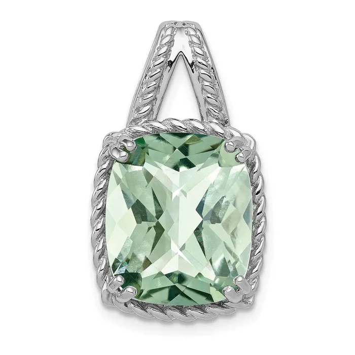 Necklaces Goldia Sterling Silver Rhodiumplated Green Quartz Pendant