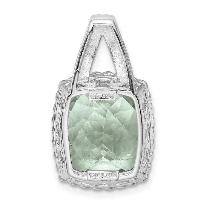 Necklaces Goldia Sterling Silver Rhodiumplated Green Quartz Pendant