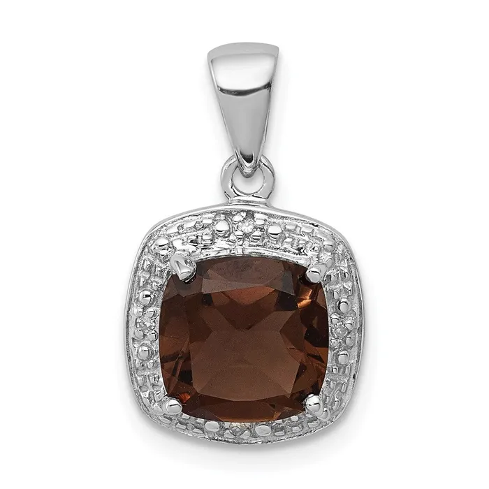 Necklaces Goldia Sterling Silver Rhodium Smoky Quartz u0026 Diamond Pendant Necklaces Goldia Sterling Silver Rhodium Smoky Quartz u0026 Diamond Pendant