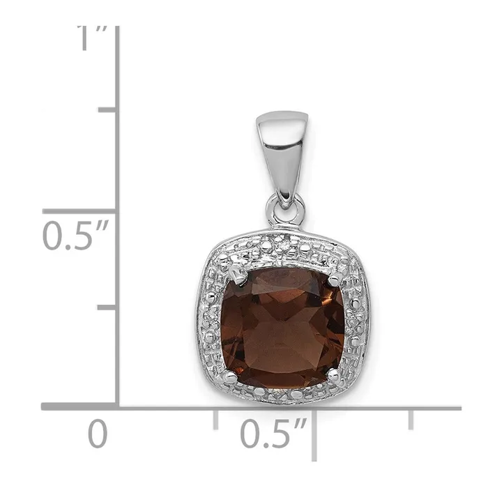 Necklaces Goldia Sterling Silver Rhodium Smoky Quartz u0026 Diamond Pendant