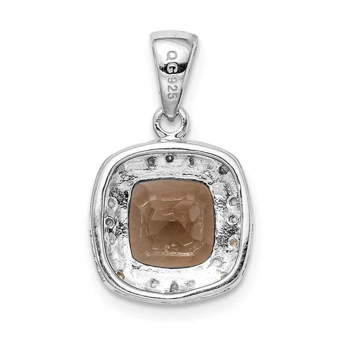 Necklaces Goldia Sterling Silver Rhodium Smoky Quartz u0026 Diamond Pendant