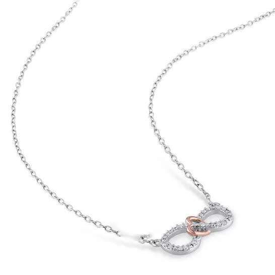 Necklaces JMS always Original AMOUR 110 CT TW Diamond Infinity Heart Necklace In 2Tone Pink and White Sterling Silver Necklaces JMS always Original AMOUR 110 CT TW Diamond Infinity Heart Necklace In 2Tone Pink and White Sterling Silver