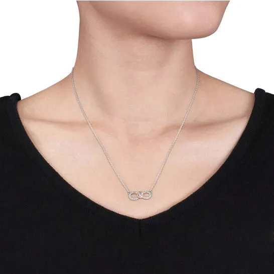 Necklaces JMS always Original AMOUR 110 CT TW Diamond Infinity Heart Necklace In 2Tone Pink and White Sterling Silver Necklaces JMS always Original AMOUR 110 CT TW Diamond Infinity Heart Necklace In 2Tone Pink and White Sterling Silver