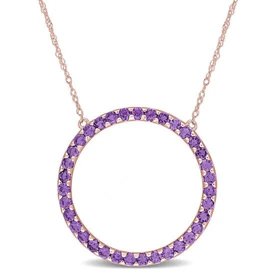Necklaces JMS always Original AMOUR 1 CT TGW Amethyst Open Circle Pendant with Chain In 10K Rose Gold Necklaces JMS always Original AMOUR 1 CT TGW Amethyst Open Circle Pendant with Chain In 10K Rose Gold