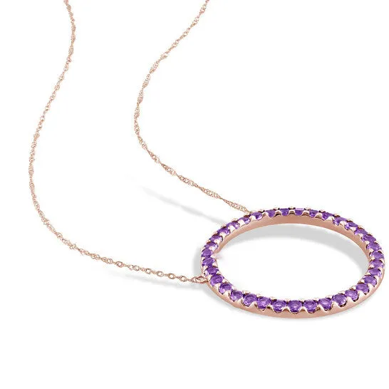 Necklaces JMS always Original AMOUR 1 CT TGW Amethyst Open Circle Pendant with Chain In 10K Rose Gold Necklaces JMS always Original AMOUR 1 CT TGW Amethyst Open Circle Pendant with Chain In 10K Rose Gold