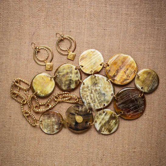 Necklaces JMS always Original Devon Leigh Buffalo Horn And 24K Gold Plated Brass Bib Necklace N5778B Necklaces JMS always Original Devon Leigh Buffalo Horn And 24K Gold Plated Brass Bib Necklace N5778B