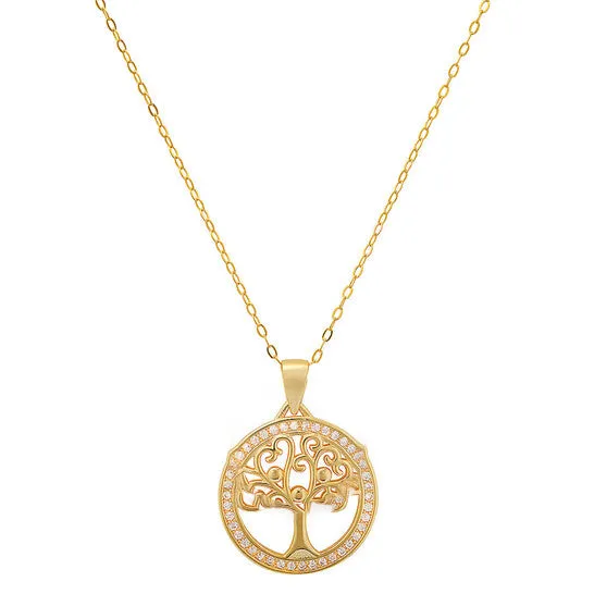 Necklaces JMS always Original Kylie Harper 14k Gold Over Silver CZ Tree of Life Pendant Necklaces JMS always Original Kylie Harper 14k Gold Over Silver CZ Tree of Life Pendant