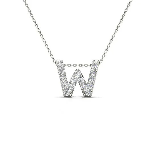 Necklaces JMS always Original Maulijewels 015 Carat Natural Diamond Initial W Pendant Necklace In 14K White Gold With 18 Cable Chain Necklaces JMS always Original Maulijewels 015 Carat Natural Diamond Initial W Pendant Necklace In 14K White Gold With 18 Cable Chain