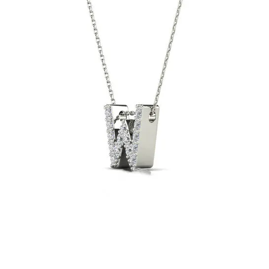 Necklaces JMS always Original Maulijewels 015 Carat Natural Diamond Initial W Pendant Necklace In 14K White Gold With 18 Cable Chain Necklaces JMS always Original Maulijewels 015 Carat Natural Diamond Initial W Pendant Necklace In 14K White Gold With 18 Cable Chain