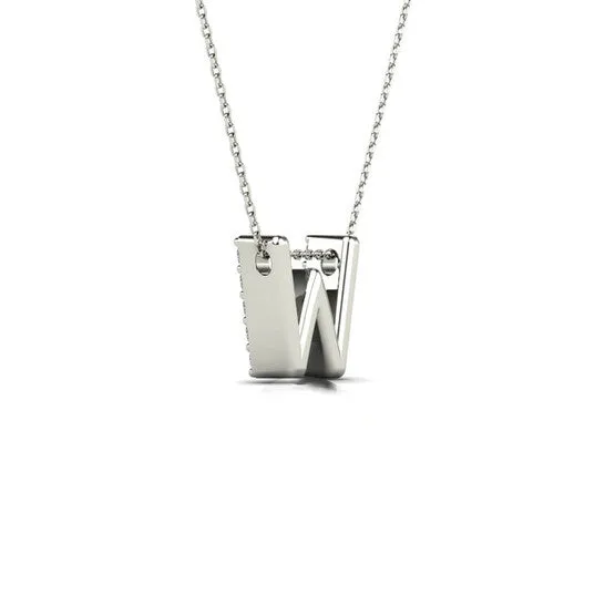 Necklaces JMS always Original Maulijewels 015 Carat Natural Diamond Initial W Pendant Necklace In 14K White Gold With 18 Cable Chain Necklaces JMS always Original Maulijewels 015 Carat Natural Diamond Initial W Pendant Necklace In 14K White Gold With 18 Cable Chain