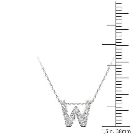 Necklaces JMS always Original Maulijewels 015 Carat Natural Diamond Initial W Pendant Necklace In 14K White Gold With 18 Cable Chain Necklaces JMS always Original Maulijewels 015 Carat Natural Diamond Initial W Pendant Necklace In 14K White Gold With 18 Cable Chain