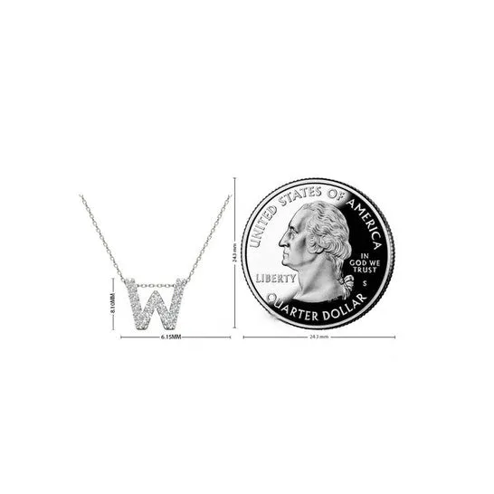 Necklaces JMS always Original Maulijewels 015 Carat Natural Diamond Initial W Pendant Necklace In 14K White Gold With 18 Cable Chain Necklaces JMS always Original Maulijewels 015 Carat Natural Diamond Initial W Pendant Necklace In 14K White Gold With 18 Cable Chain
