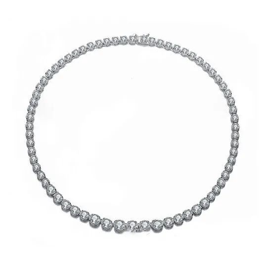 Necklaces JMS always Original Megan Walford Sterling Silver White Gold Plated with Clear Round Cubic Zirconia Tennis Necklace Necklaces JMS always Original Megan Walford Sterling Silver White Gold Plated with Clear Round Cubic Zirconia Tennis Necklace