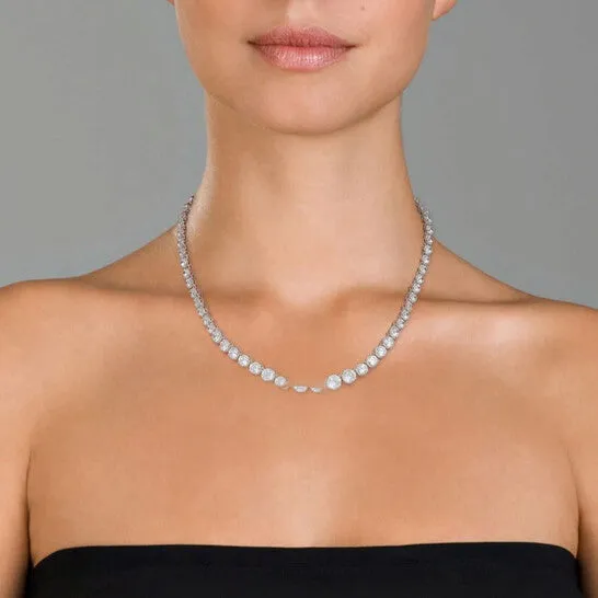 Necklaces JMS always Original Megan Walford Sterling Silver White Gold Plated with Clear Round Cubic Zirconia Tennis Necklace Necklaces JMS always Original Megan Walford Sterling Silver White Gold Plated with Clear Round Cubic Zirconia Tennis Necklace
