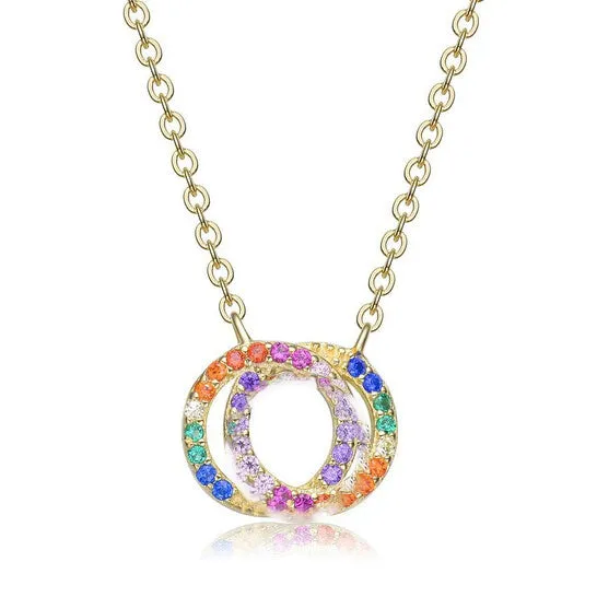 Necklaces JMS always Original Rachel Glauber Megan Walford Sterling Silver Rainnbow Cubic Zirconia Circle Pendant Necklace Necklaces JMS always Original Rachel Glauber Megan Walford Sterling Silver Rainnbow Cubic Zirconia Circle Pendant Necklace